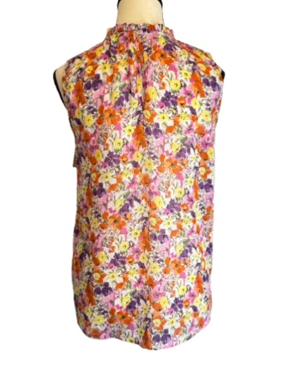 Maison d’Amelie Floral Smocked Blouse Sleeveless Clip Dot Top XS - Picture 10 of 10